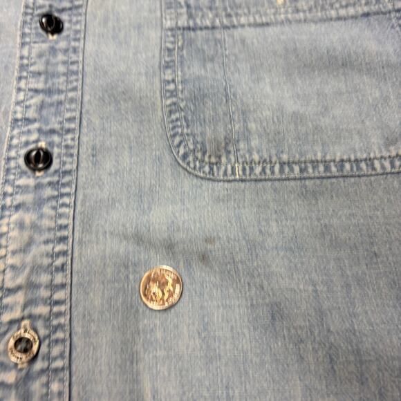 RRL Double RL Ralph Lauren Chambray Work Shirt Button Up Distressed XL - Picture 10 of 13